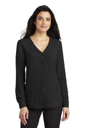 Ladies’ Long Sleeve Button-Front Blouse