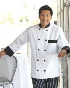 Ambassador's Easy Care Newport Chef Coat White/Black