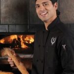 Long Sleeve Black Knot Button Chef Coat with Mesh Back