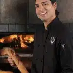 Long Sleeve Black Knot Button Chef Coat with Mesh Back