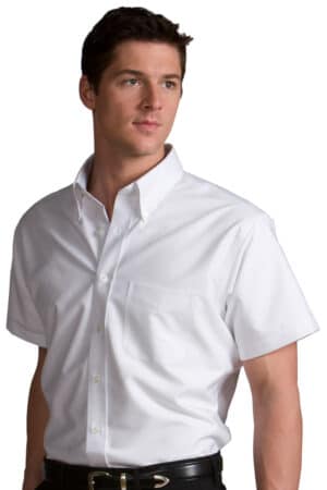 Edwards Men's Pinpoint Oxford Short Sleeve Button Down Dress Shirt
