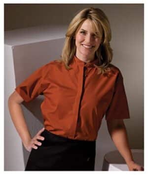 Ladies' Short Sleeve Banded Collar Dress Shirt