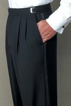 Men's Adjustable Pleated Tuxedo Trouser with Side Buckles