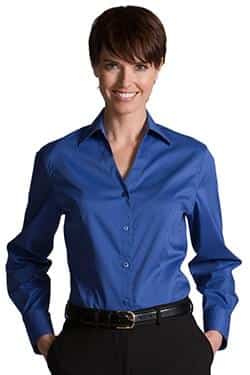 Edwards Ladies' V-Neck Long Sleeve Stretch Broadcloth Blouse