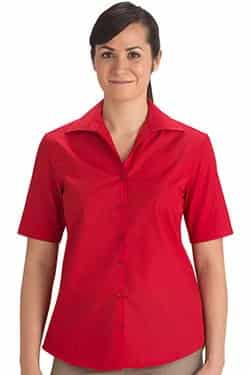 Ladies' Short Sleeve Open Neck Easy Care Poplin