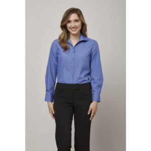 Ladies' Long Sleeve Open Neck Easy Care Poplin