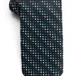 Black with Blue, Silver, & White Dots Tie