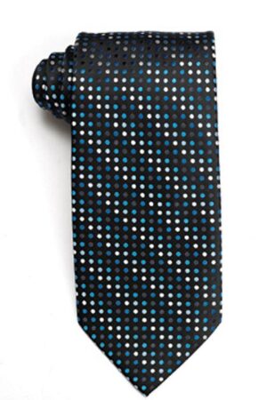 Black with Blue, Silver, & White Dots Tie