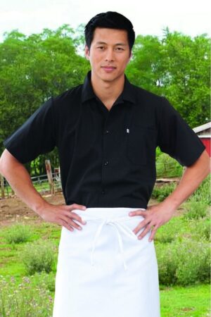 Unisex Button Front Black Mesh Back Chef Shirt