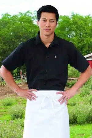 Unisex Button Front Black Mesh Back Chef Shirt