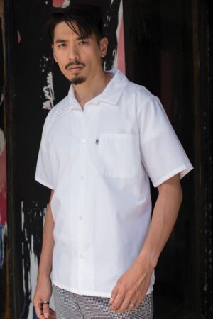 Unisex Button Front White Mesh Back Chef Shirt