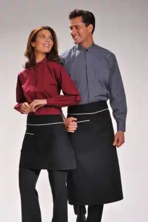 Upscale Half Bistro Apron with White Piping
