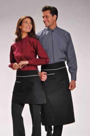Upscale Long Bistro Apron with White Piping