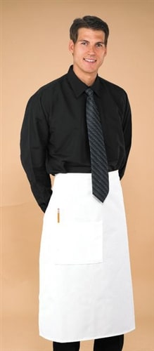 Unisex One Patch Pocket Bistro Apron White Sale