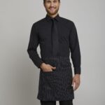 Pinstripe Half Bistro Apron with Center Divided Pocket