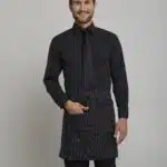 Pinstripe Half Bistro Apron with Center Divided Pocket