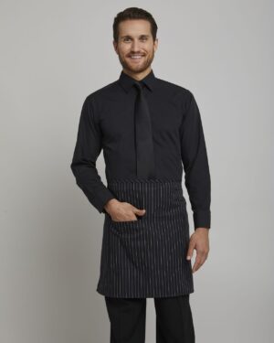 Pinstripe Half Bistro Apron with Center Divided Pocket