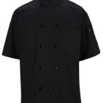 Black Short Sleeve Pearl Button Chef Coat