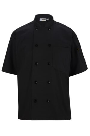 Black Short Sleeve Pearl Button Chef Coat