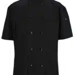 Black Short Sleeve Pearl Button with Mesh Back Chef Coat