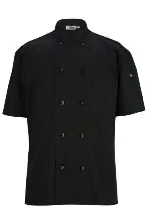 Black Short Sleeve Pearl Button with Mesh Back Chef Coat