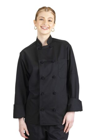 Black Long Sleeve 10 Knot Button Chef Coat