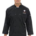 Black Long Sleeve Pearl Button with Mesh Back Chef Coat