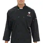 Black Long Sleeve Pearl Button with Mesh Back Chef Coat