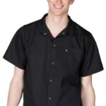 Black Kitchen Shirt with Snap Closure