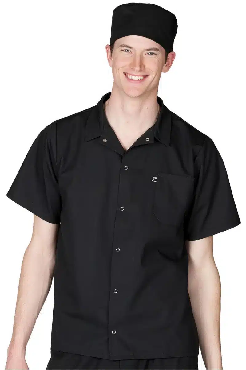Black Kitchen Shirt with Snap Closure Black Kitchen Shirt with Snap Closure