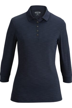 Edwards Ladies' Optical Heather 3/4 Sleeve Polo
