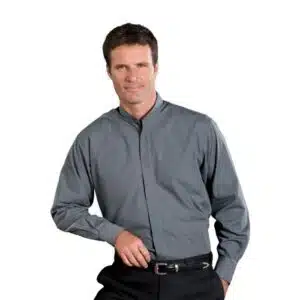 Men's Banded Collar Dress Shirt Long Sleeve