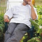 Short Sleeve White Knot Button Chef Coat with Mesh Back