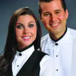 Unisex Banded Collar Shirt 1/2″ Pleats and Color Satin Band around Collar