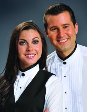 Unisex Banded Collar Shirt 1/2" Pleats and Color Satin Band around Collar