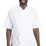 White Short Sleeve Pearl Button Chef Coat