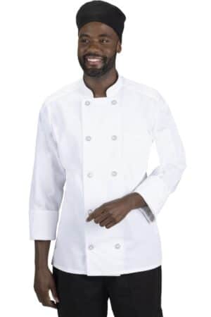 White Long Sleeve Pearl Button Chef Coat