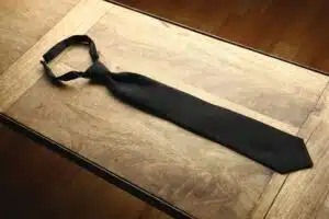 Black Poly/Satin Pre-Tied Tie