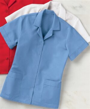 Ladies' Short Sleeve Snap Front Tunic