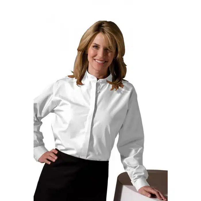 Ladies’ Long Sleeve Banded Collar Dress Shirt Ladies' Long Sleeve Banded Collar Dress Shirt
