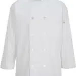 White Long Sleeve Pearl Button with Mesh Back Chef Coat