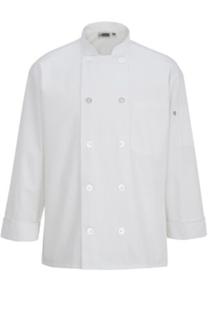 White Long Sleeve Pearl Button with Mesh Back Chef Coat