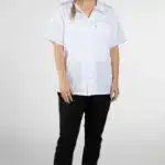 White Unisex Button Front Utility Shirt with Mesh Back