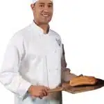 White Long Sleeve 10 Knot Button Chef Coat