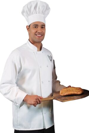 White Long Sleeve 10 Knot Button Chef Coat