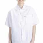 White Kitchen Shirt with Snap Closure