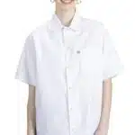 White Kitchen Shirt with Snap Closure